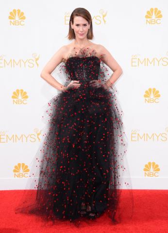 Sarah Paulson of American Horror Story: Coven arrives at the 66th Emmy Awards.