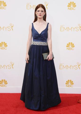 Rose Leslie of Game of Thrones arrives at the 66th Emmy Awards.