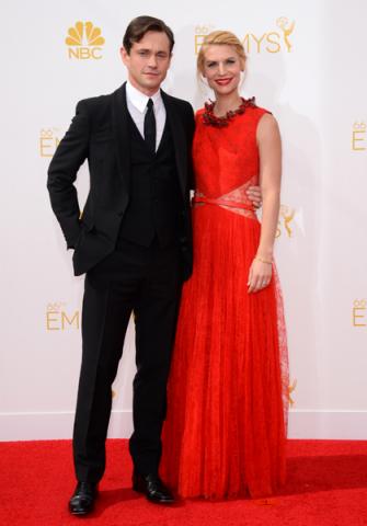 Hugh Dancy of Hannibal and Claire Danes of Homeland arrive at the 66th Emmys.