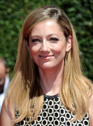 Judy Greer arrives of Archer for the 2014 Primetime Creative Arts Emmys.