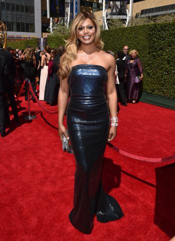 Laverne Cox or Orange is the New Black arrives for the 2014 Primetime Creative Arts Emmys.