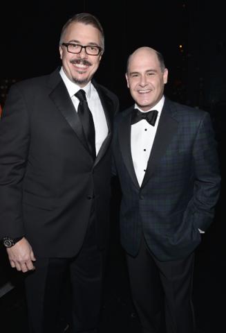 Vince Gilligan and Matthew Weiner at the 2014 Primetime Creative Arts Emmys.