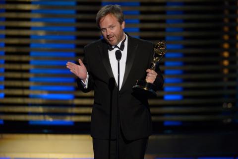 Yan Miles accepts the award for Outstanding Single-Camera Picture Editing for a Miniseries or a Movie for Sherlock: His Last Vow the 2014 Primetime Creative Arts Emmys.