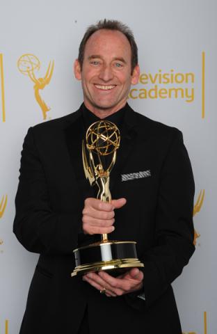 Breaking Bad editor Skip Macdonald celebrates his win at the 2014 Primetime Creative Arts Emmys.
