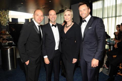  Paul Scheer (l), Tony Hale, Jane Lynch and Joel McHale (r) at the 2014 Primetime Creative Arts Emmys.