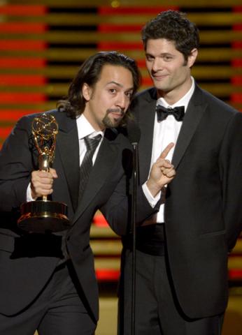Lin-Manuel Miranda and Tom Kitt accept the award for outstanding original music and lyrics for their work on 67th Annual Tony Awards.