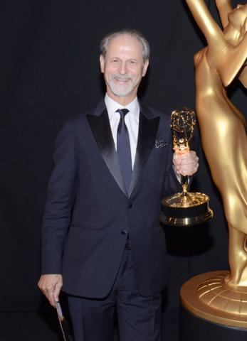 American Masters sound mixer Eddie Kramer celebrates his win at the 2014 Primetime Creative Arts Emmys.