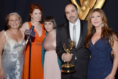 The Saturday Night Live makeup team celebrates their win at the 2014 Primetime Creative Arts Emmys.