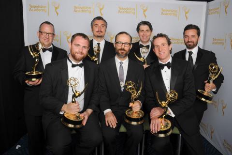 Game of Thrones special and visual effects team celebrate their win at the 2014 Primetime Creative Arts Emmys.