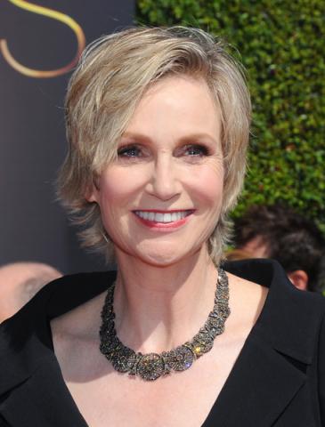 Jane Lynch of Hollywood Game Night arrives for the 2014 Primetime Creative Arts Emmys.