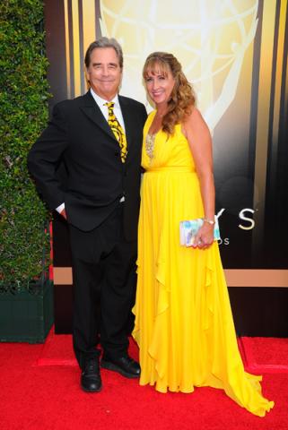 Beau Bridges and Wendy Treece Bridges on the red carpet at the 2015 Creative Arts Emmys.