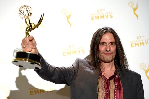Jason Baker backstage at the 2015 Creative Arts Emmys.