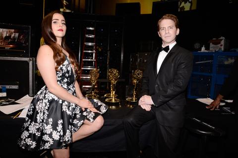 Mae Whitman and Seth Green backstage at the 2015 Creative Arts Emmys.