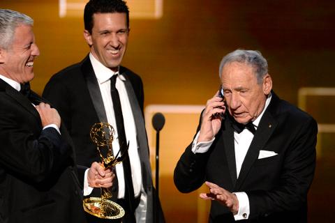 Mel Brooks and the team from A Tribute To Mel Brooks accepts their award at the 2015 Creative Arts Emmys.