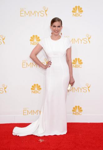 Anna Chlumsky of Veep arrives at the 66th Emmys.