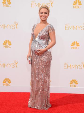 Hayden Panettiere of Nashville arrives at the 66th Emmy Awards.