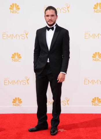 Kit Harington of Game of Thrones arrives at the 66th Emmy Awards.