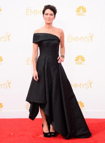 Lena Headey of Game of Thrones arrives at the 66th Emmys.