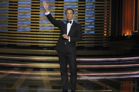 Seth Meyers hosts the 66th Emmy Awards. 