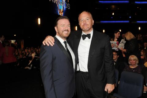 Ricky Gervais (l) of Derek and Louis C.K. (r) of Louie at the 66th Emmys.