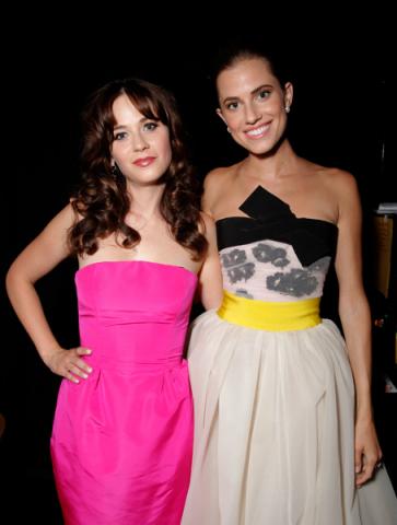 Zooey Deschanel of New Girl and Allison Williams Girls at the 66th Emmy Awards.