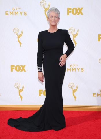 Jamie Lee Curtis on the red carpet at the 67th Emmy Awards.