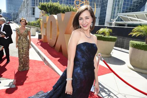 Kristen Schaal on the red carpet at the 67th Emmy Awards.  