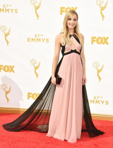 Joanne Froggatt on the red carpet at the 67th Emmy Awards.