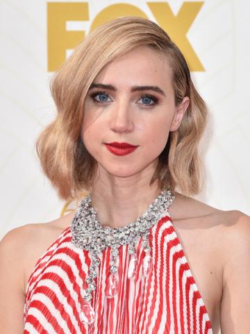 Zoe Kazan on the red carpet at the 67th Emmy Awards.
