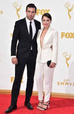 Tom Cullen and Tatiana Maslany on the red carpet at the 67th Emmy Awards.
