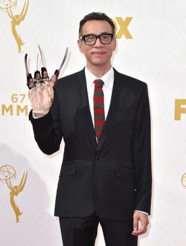 Fred Armisen on the red carpet at the 67th Emmy Awards.  