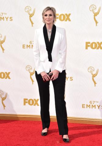 Jane Lynch on the red carpet at the 67th Emmy Awards.  