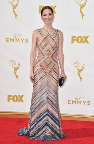 Ellie Kemper on the red carpet at the 67th Emmy Awards.
