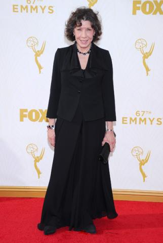 Lily Tomlin on the red carpet at the 67th Emmy Awards.