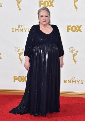 Kathy Bates on the red carpet at the 67th Emmy Awards.