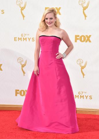 Elisabeth Moss on the red carpet at the 67th Emmy Awards.