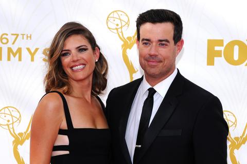 Siri Pinter and Carson Daly on the red carpet at the 67th Emmy Awards.  