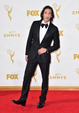 Adrien Brody on the red carpet at the 67th Emmy Awards.