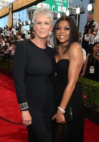 Jamie Lee Curtis and Taraji P. Henson on the red carpet at the 67th Emmy Awards.