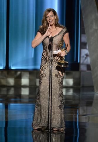 Allison Janney accepts her award at the 67th Emmy Awards.