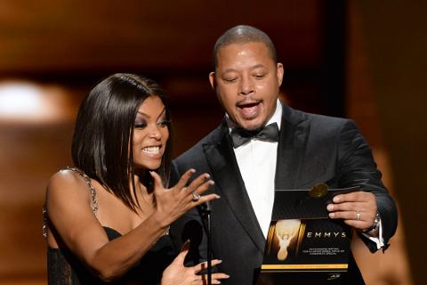 Taraji P. Henson and Terrence Howard present at the 67th Emmy Awards.