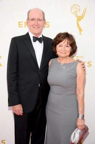 Richard Jenkins and Sharon R. Friedrick on the red carpet at the 67th Emmy Awards.