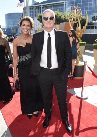 Kathleen Rosemary Treado and Jeff Daniels on the red carpet at the 67th Emmy Awards.