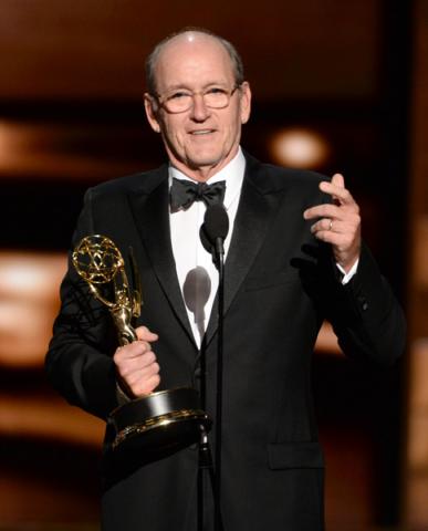 Richard Jenkins accepts an award at the 67th Emmy Awards.