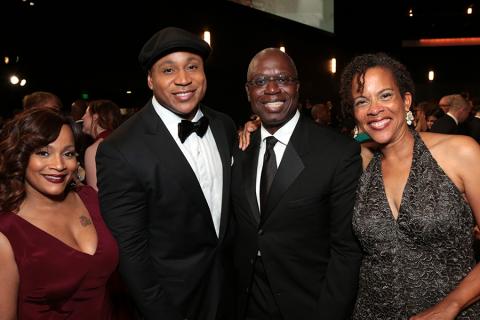 Simone Smith, LL Cool J, Andre Braugher and Ami Brabson at the 67th Emmy Awards.