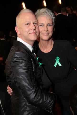 Ryan Murphy and Jamie Lee Curtis at the 67th Emmy Awards.