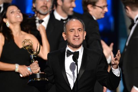 Armando Iannucci and the team for "Veep" accept their award at the 67th Emmy Awards.