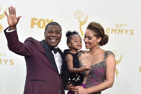 Tracy Morgan and his family backstage at the 67th Emmy Awards.
