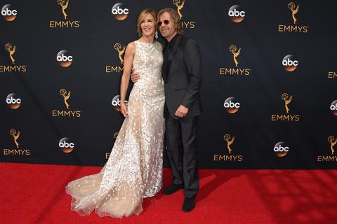 Felicity Huffman and William H. Macy on the red carpet at the 2016 Primetime Emmys.