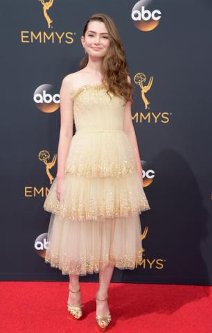 Emily Robinson on the red carpet at the 2016 Primetime Emmys.